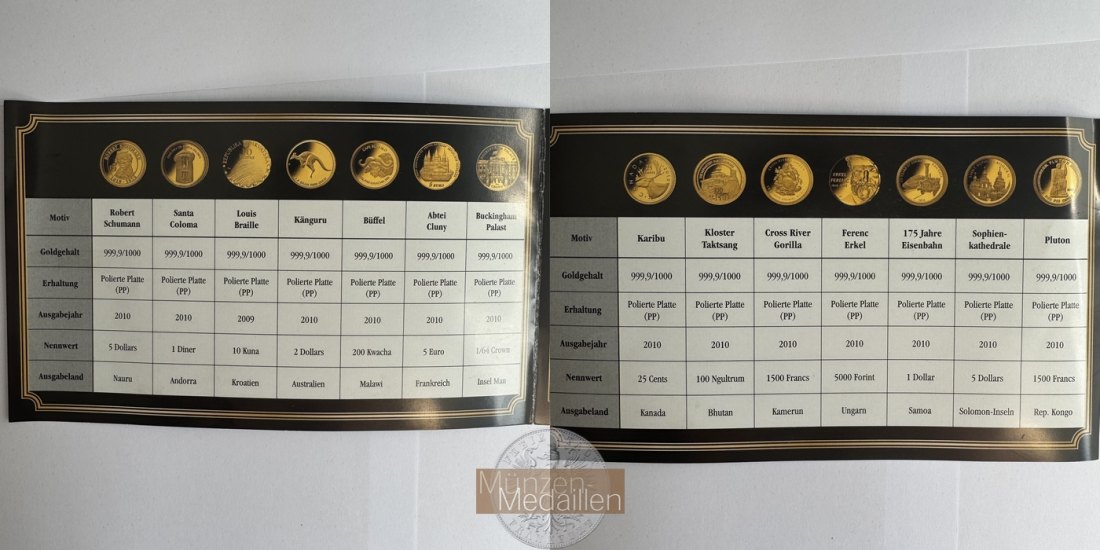  Premium Goldmünzen Ed. 2010 14x 0,5g Münzen div. Nominale MM-Frankfurt Feingold: 7g   