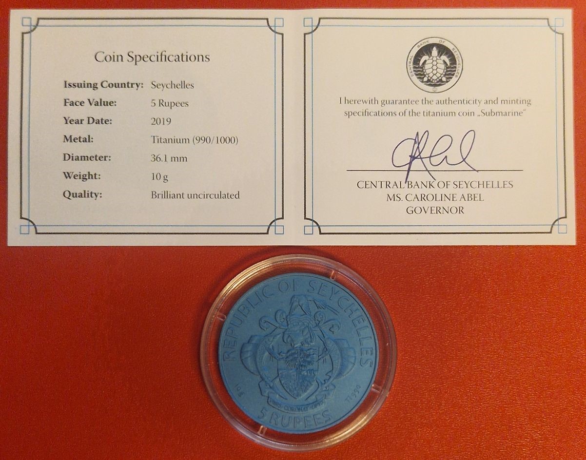  Republic of Seychelles 5 Rupees 2019 Titanmünze Golden Gate Goldankauf Koblenz Frank Maurer Ai209   