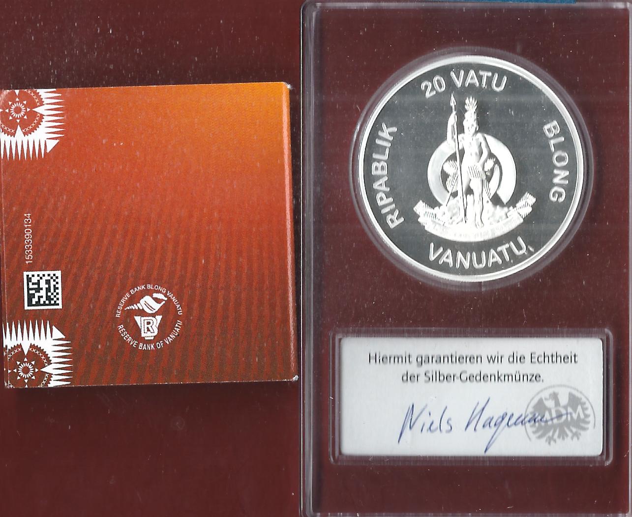 Welt Silberunzen 20 Vatu Vanuatu Proof Münzenankauf Koblenz Frank Maurer AI641   