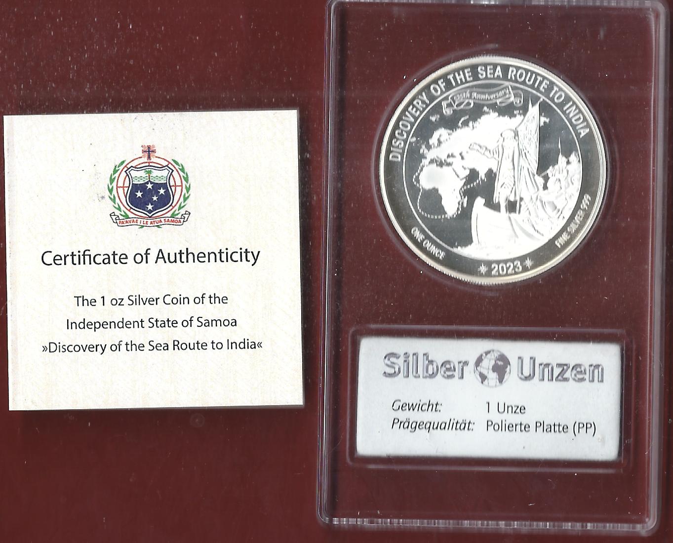  Welt Silberunzen 5 D.Samoa 2023 Proof Münzenankauf Koblenz Frank Maurer AI643   