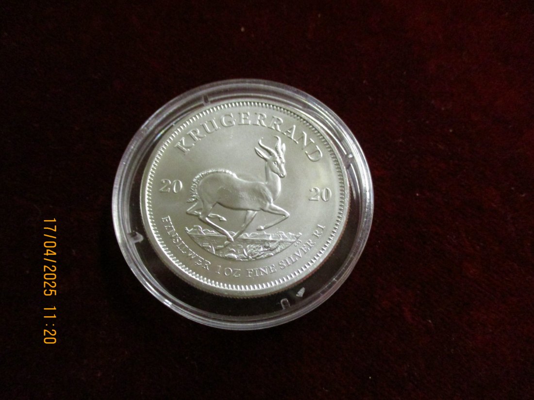  Krügerrand 2020 Süd Afrika 999er Silber Gewicht: 31,1 Gramm - 1101087 /B1   