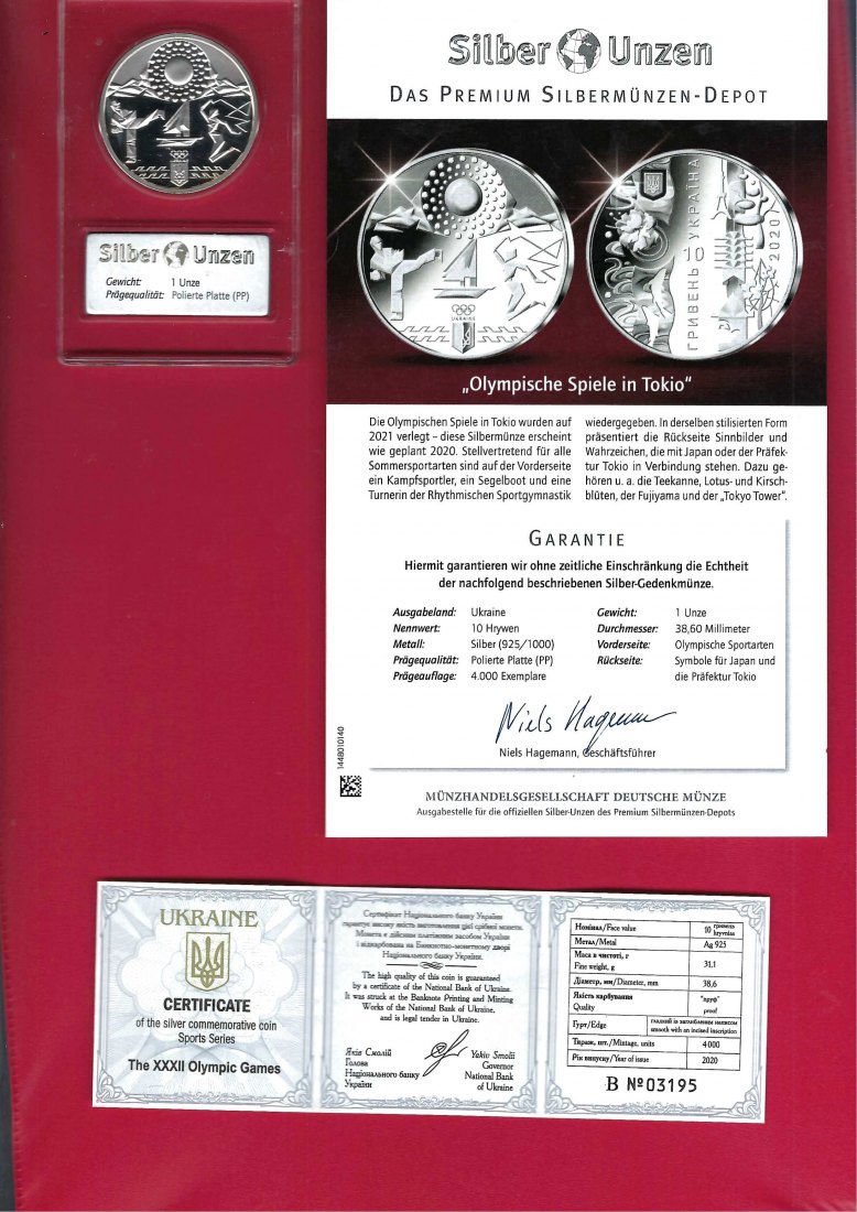  Welt Silberunzen 10 Hrywen 2020 Proof Münzenankauf Koblenz Frank Maurer AI214   