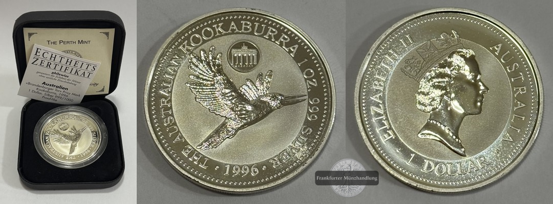  Australien - 1 Dollar 1996 Kookaburra FM-Frankfurt KM#289 Feinsilber: 31,1g   