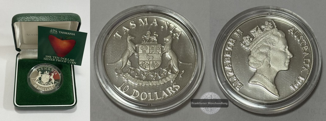  Australien - 10 Dollar 1991 Tasmanien  KM# 153 FM-Frankfurt Feinsilber: 18,5g   
