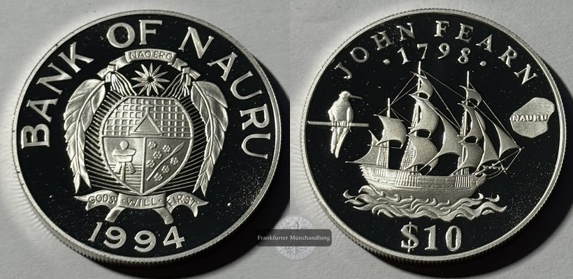  Nauru - 10 Dollar  1994 John Fearn KM#7  FM-Frankfurt    Feinsilber: 31g   