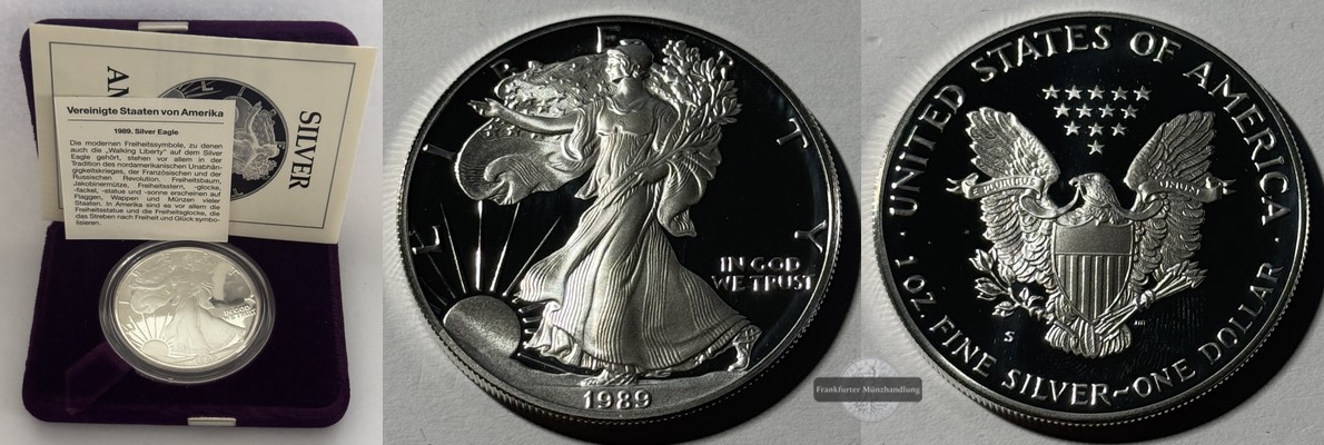  USA - 1 Dollar  1989  American Eagle S FM-Frankfurt Feinsilber: 31,1g   