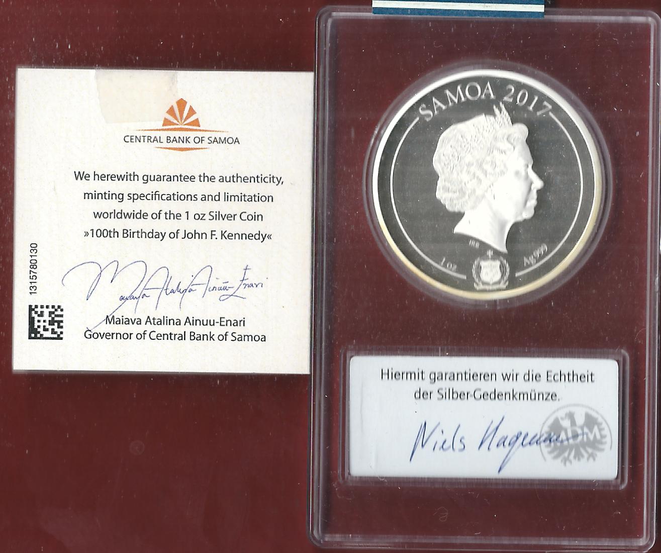  Welt Silberunzen 5 D.Samoa 2017 Proof Münzenankauf Koblenz Frank Maurer AI653   