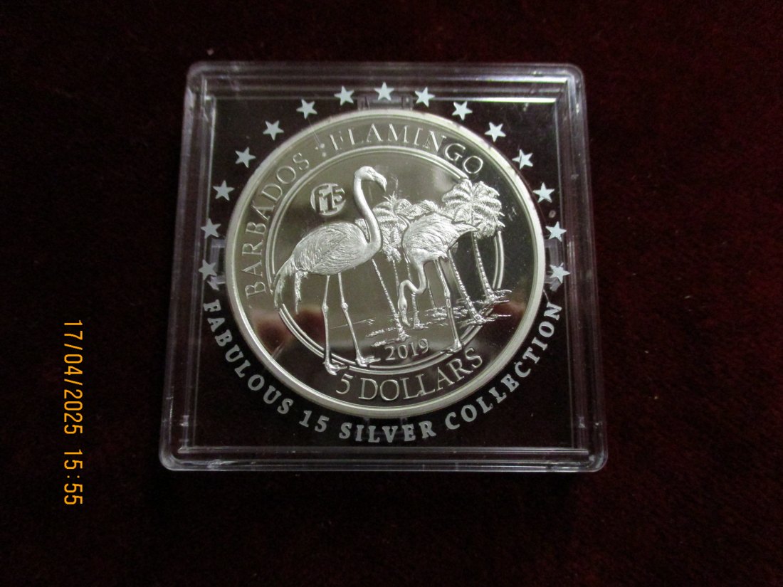  5 Dollars Barbabos 2019 Flamingo 999er Silber 31,1 Gramm /1101087 - T2   