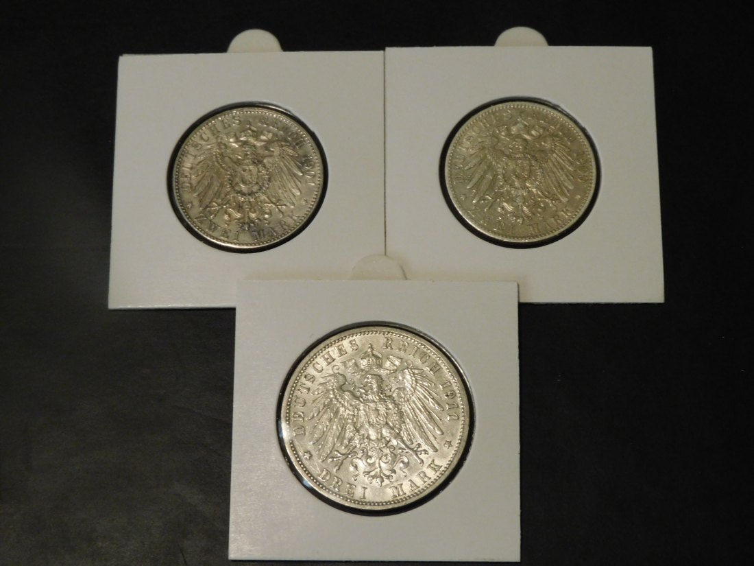  GERMANY 2X 2 MARK 1900-1-3 MARK 1911 PRUSSIA.GRADE-PLEASE SEE PHOTOS.   