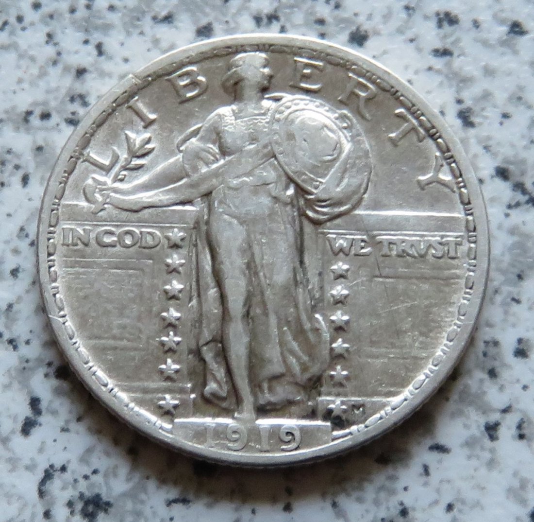  USA Standing Liberty Quarter Dollar 1919 / USA 25 Cents 1919   