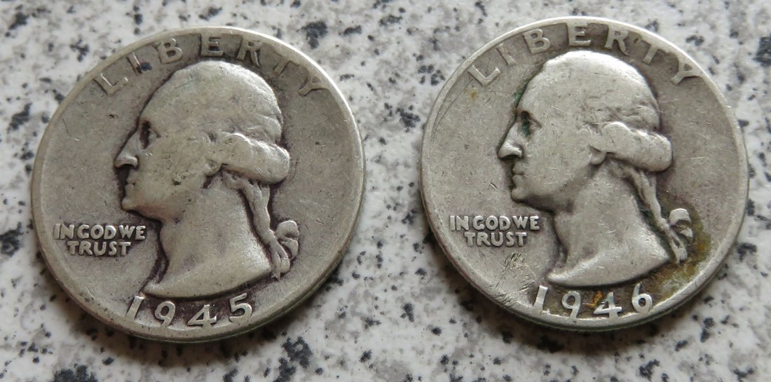  USA Washington Quarter Dollar 1945 und 1946   