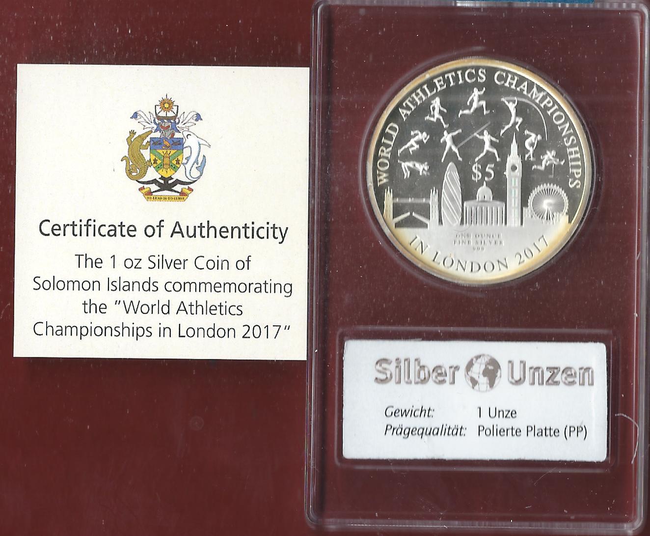  Welt Silberunzen 5 D.Salomon 2017 Proof Münzenankauf Koblenz Frank Maurer AI656   
