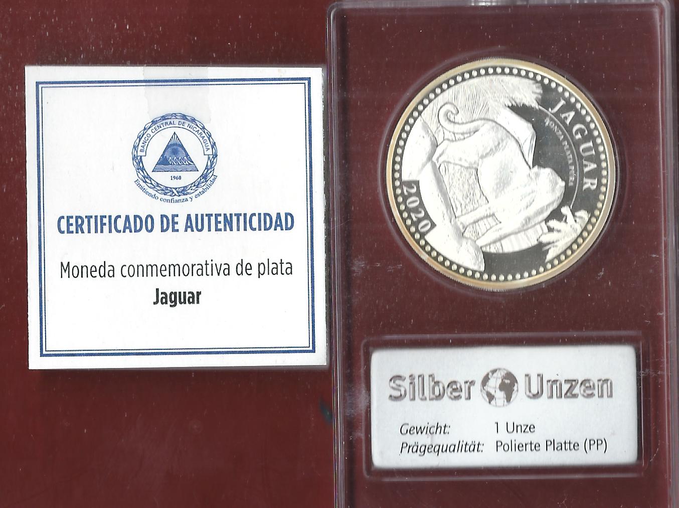  Welt Silberunzen 10 C. Nicaragua 2020 Proof Münzenankauf Koblenz Frank Maurer AI660   