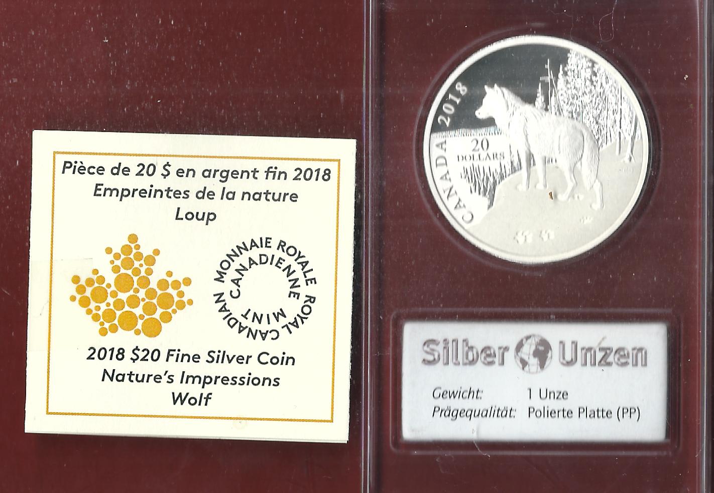  Welt Silberunzen 20 D. Canada 2018 Proof Münzenankauf Koblenz Frank Maurer AI661   