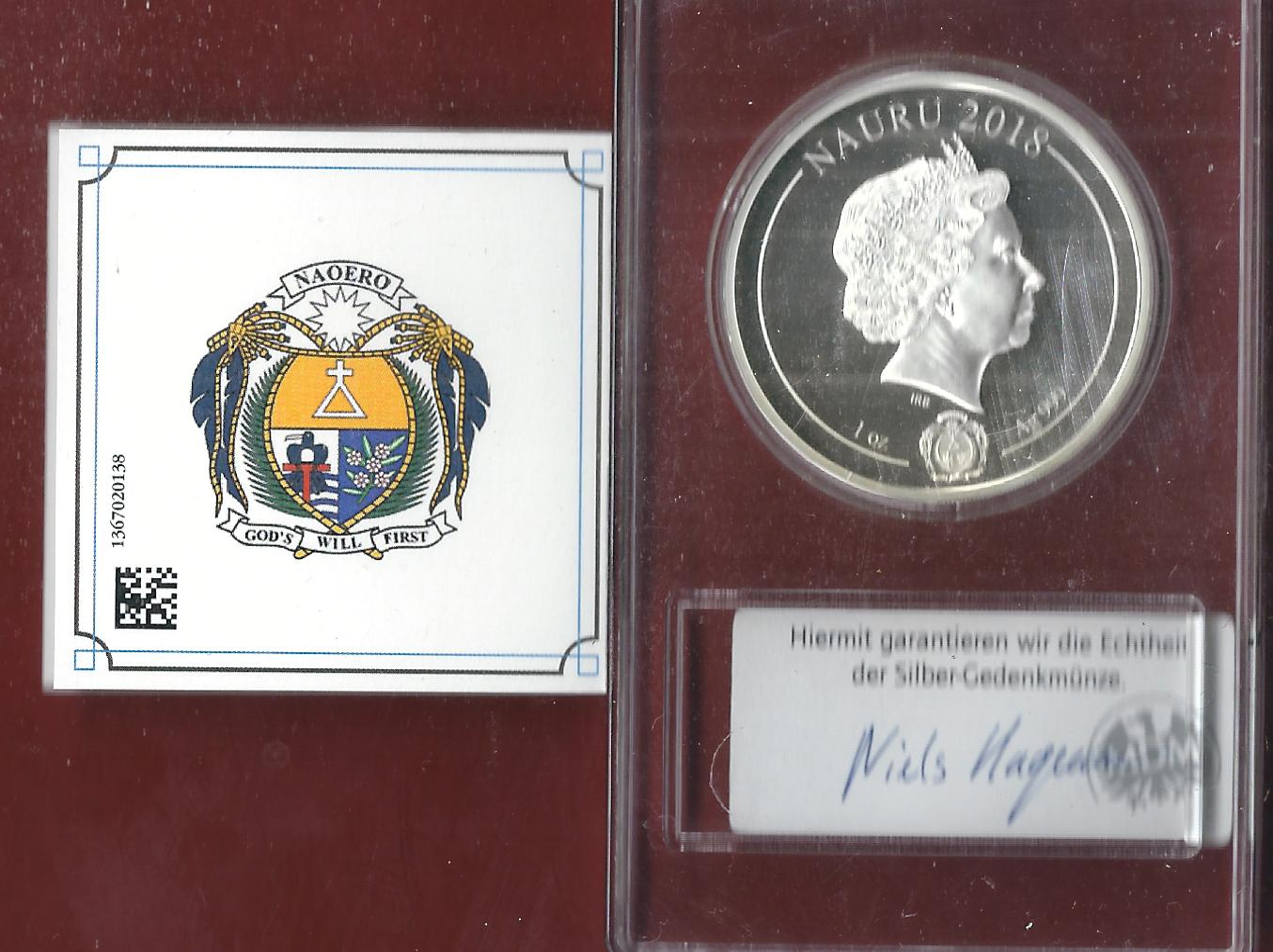  Welt Silberunzen 1 D. Nauru 2018 Proof Münzenankauf Koblenz Frank Maurer AI663   