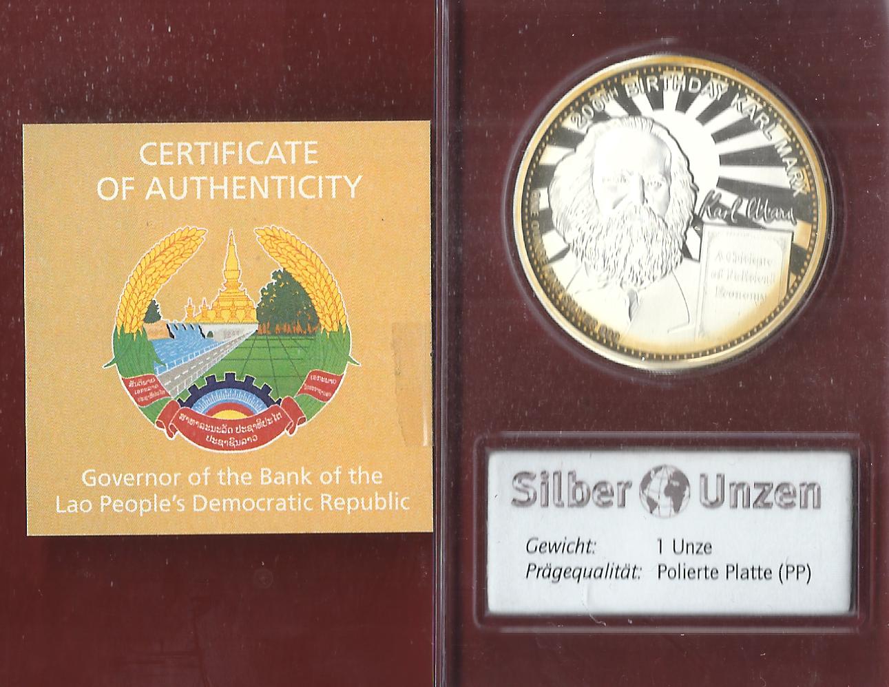  Welt Silberunzen 500 K. Laos 2018 Proof Münzenankauf Koblenz Frank Maurer AI665   