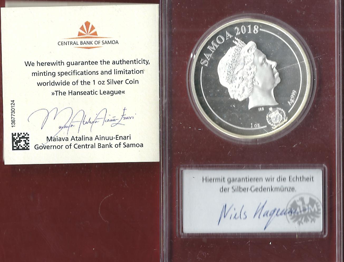  Welt Silberunzen 5 D.Samoa 2018 Proof Münzenankauf Koblenz Frank Maurer AI668   