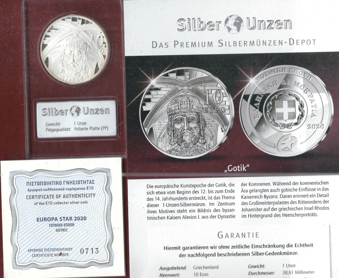  Welt Silberunzen 10 Euro Griechenland 2020 Proof Münzenankauf Koblenz Frank Maurer AI669   