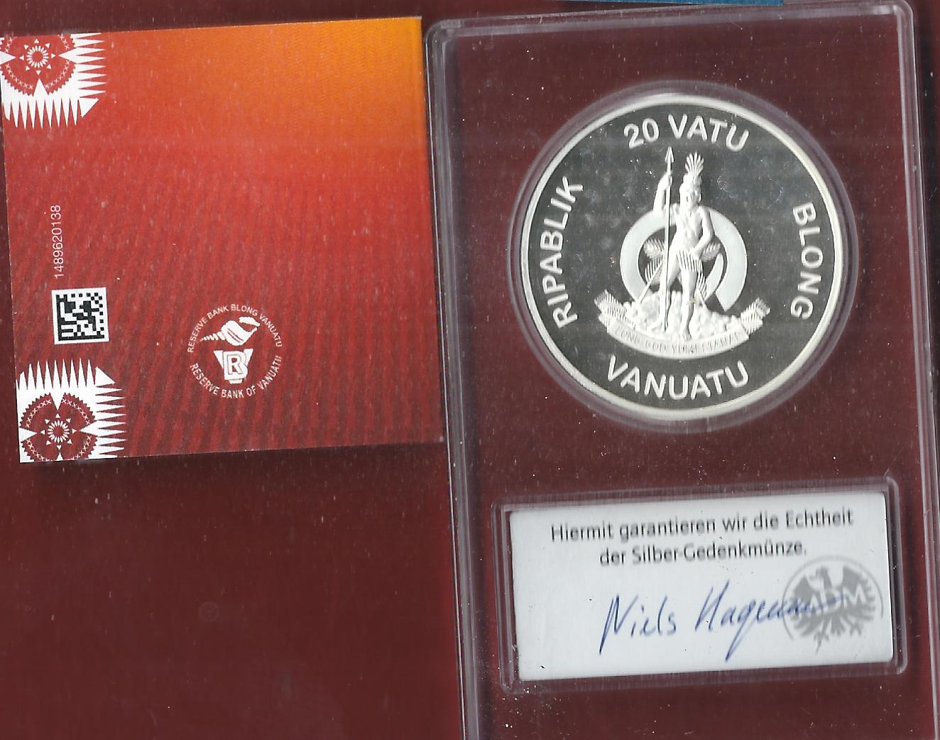  Welt Silberunzen 20 Vatu Vanuatu 2022 Proof Münzenankauf Koblenz Frank Maurer AI673   