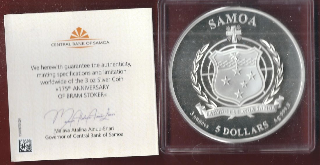  Welt Silberunzen 3 Unzen 5 D Samoa 2022 Proof Münzenankauf Koblenz Frank Maurer AI677   