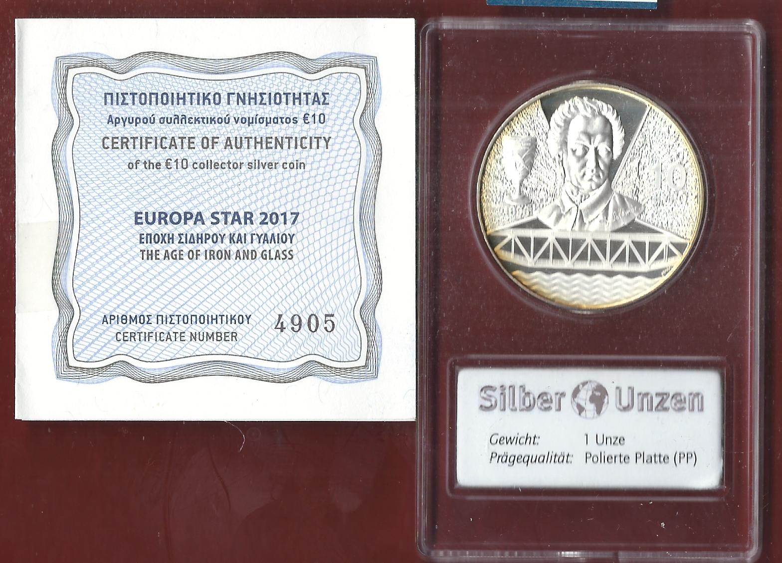  Welt Silberunzen 10 Euro Griechenland 2017 Proof Münzenankauf Koblenz Frank Maurer AI679   