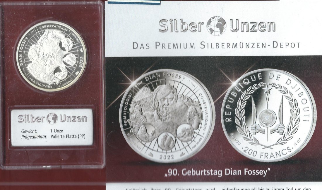  Welt Silberunzen 200 F Djibouti 2022 Proof Münzenankauf Koblenz Frank Maurer AI680   