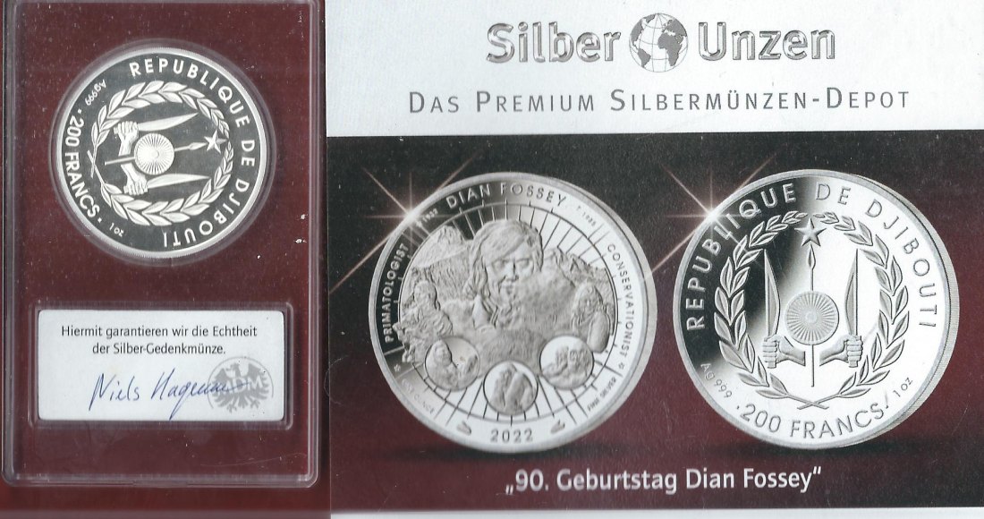  Welt Silberunzen 200 F Djibouti 2022 Proof Münzenankauf Koblenz Frank Maurer AI680   