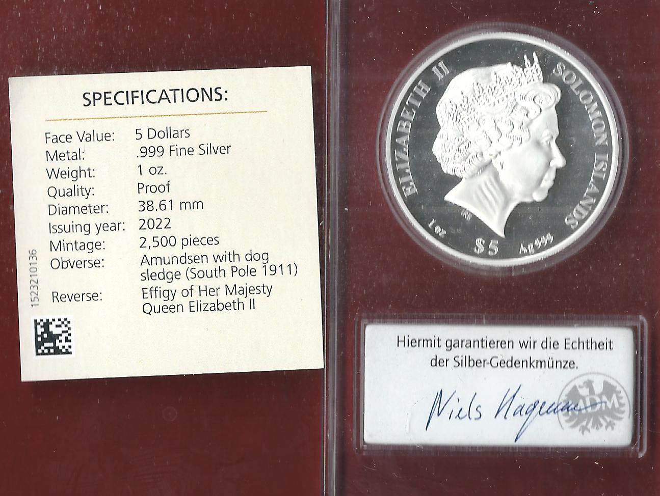  Welt Silberunzen 5 D.Salomon 2022 Proof Münzenankauf Koblenz Frank Maurer AI686   