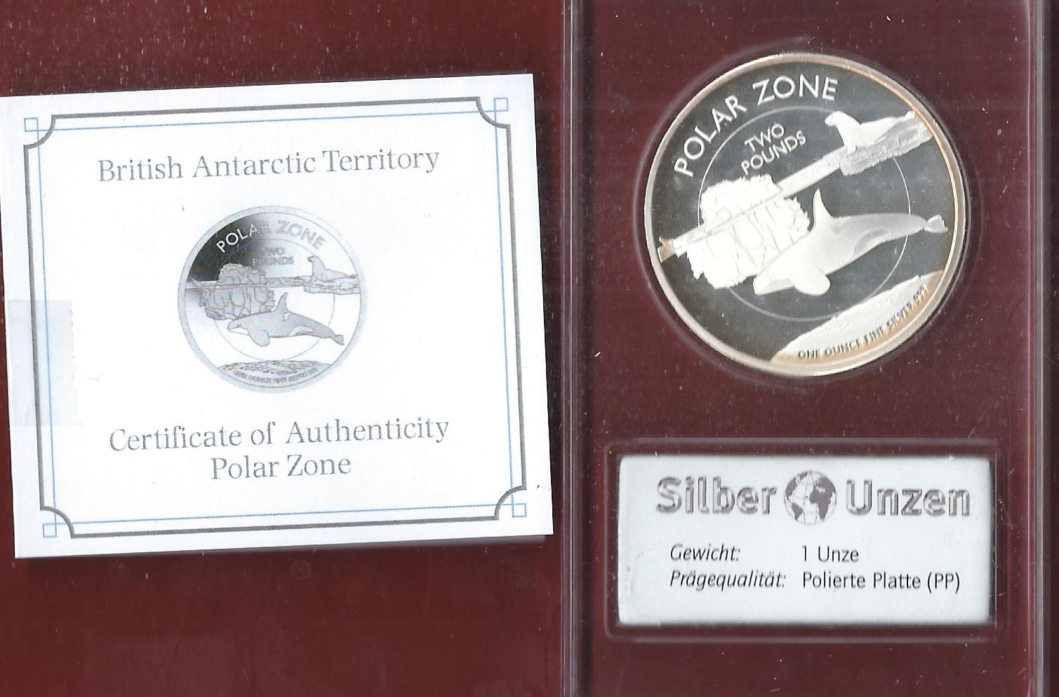  Welt Silberunzen 2 P. British Antarctic  2021 Proof Münzenankauf Koblenz Frank Maurer AI689   