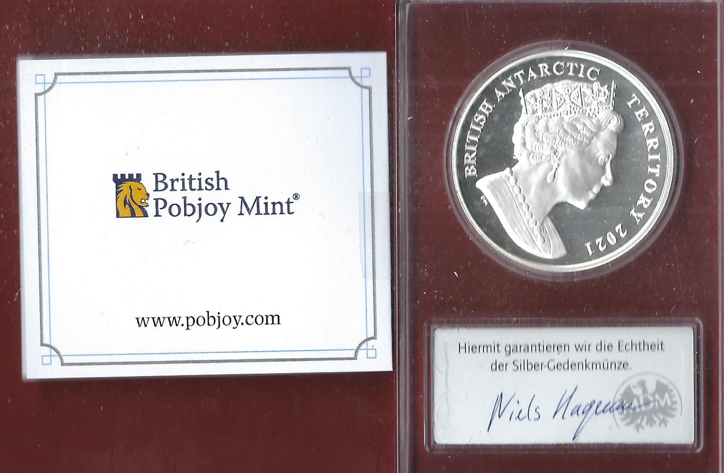  Welt Silberunzen 2 P. British Antarctic  2021 Proof Münzenankauf Koblenz Frank Maurer AI689   