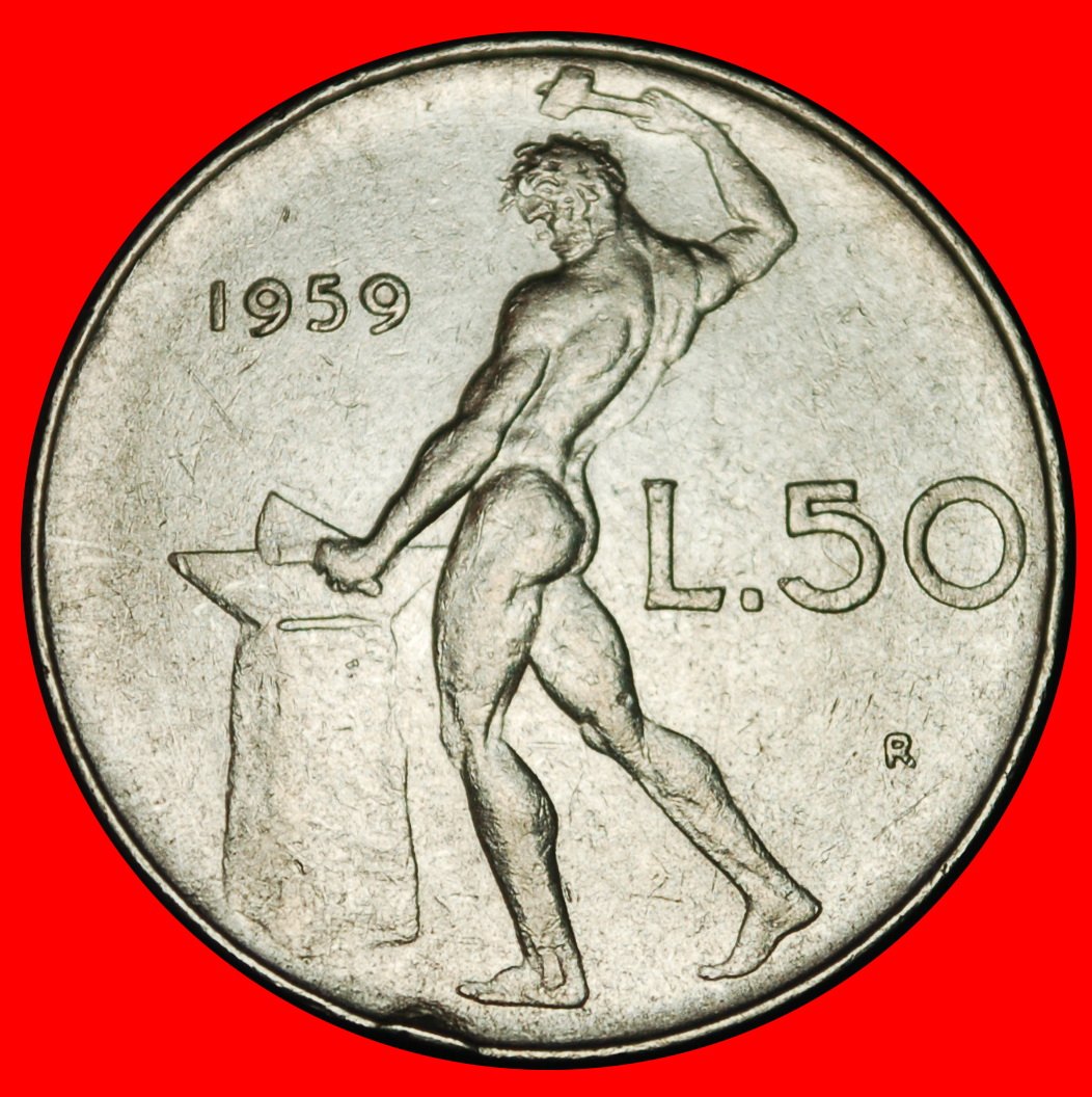  Ⰶ NUDE VULCAN (1954-1989): ITALY ★ 50 LIRAS 1959R! DISCOVERY COIN!★ LOW START ★ NO RESERVE!   