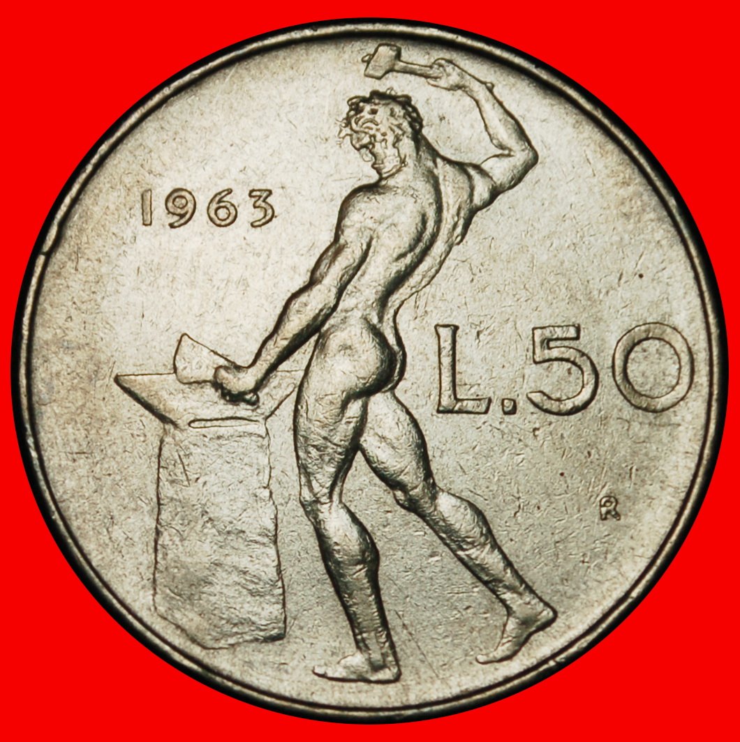  Ⰶ NACKTER VULKAN (1954-1989): ITALIEN ★ 50 LIRA 1963R! ENTDECKUNG MÜNZE!  ★OHNE VORBEHALT!   