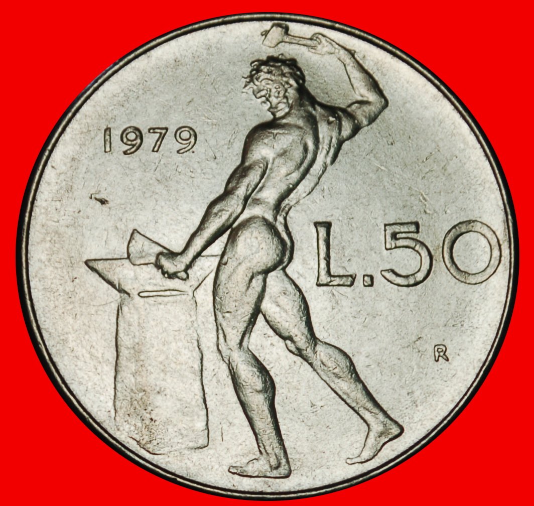  Ⰶ NACKTER VULKAN 1954-1989:ITALIEN★50 LIRA 1979R★ENTDECKUNG MÜNZE★VZGL STEMPELGLANZ★OHNE VORBEHALT!   