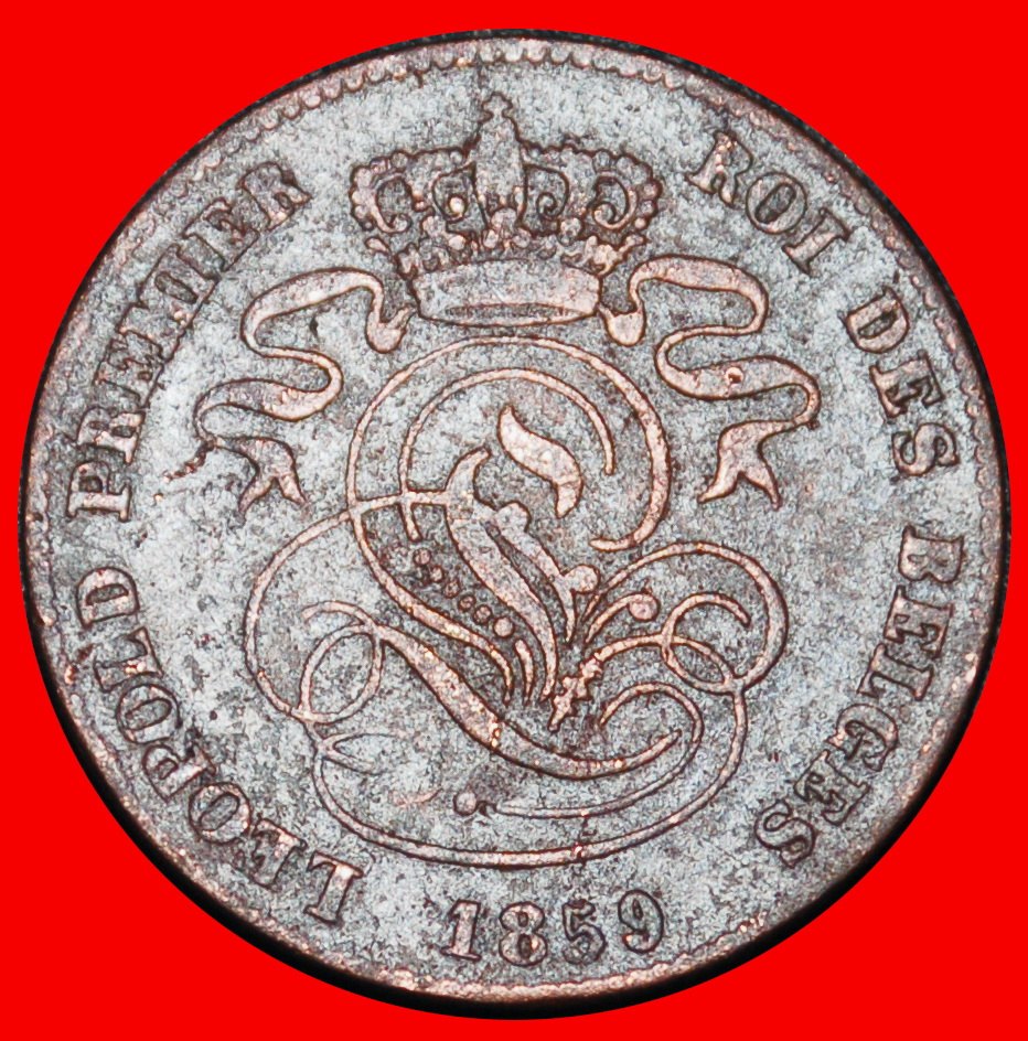 ⰆSTOP IN SIGNATURE (1833-1865):BELGIUM★2 CENTIMES 1859★LEOPOLD I (1831-1865)★LOW START ★ NO RESERVE!
