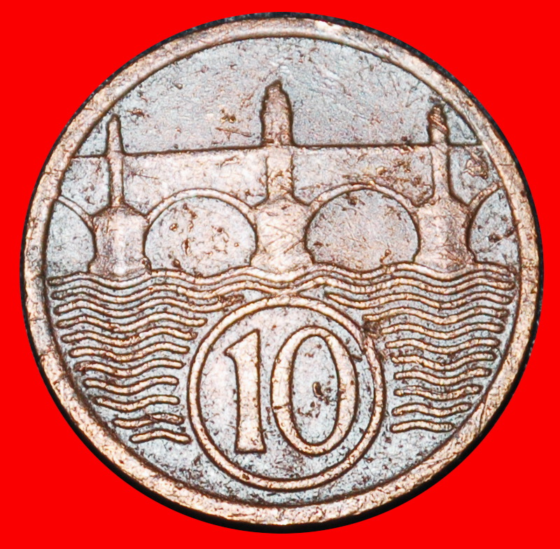  Ⰶ BRIDGE (1922-1938): CZECHOSLOVAKIA ★ 10 HELLERS 1932 LION!★LOW START ★ NO RESERVE!   