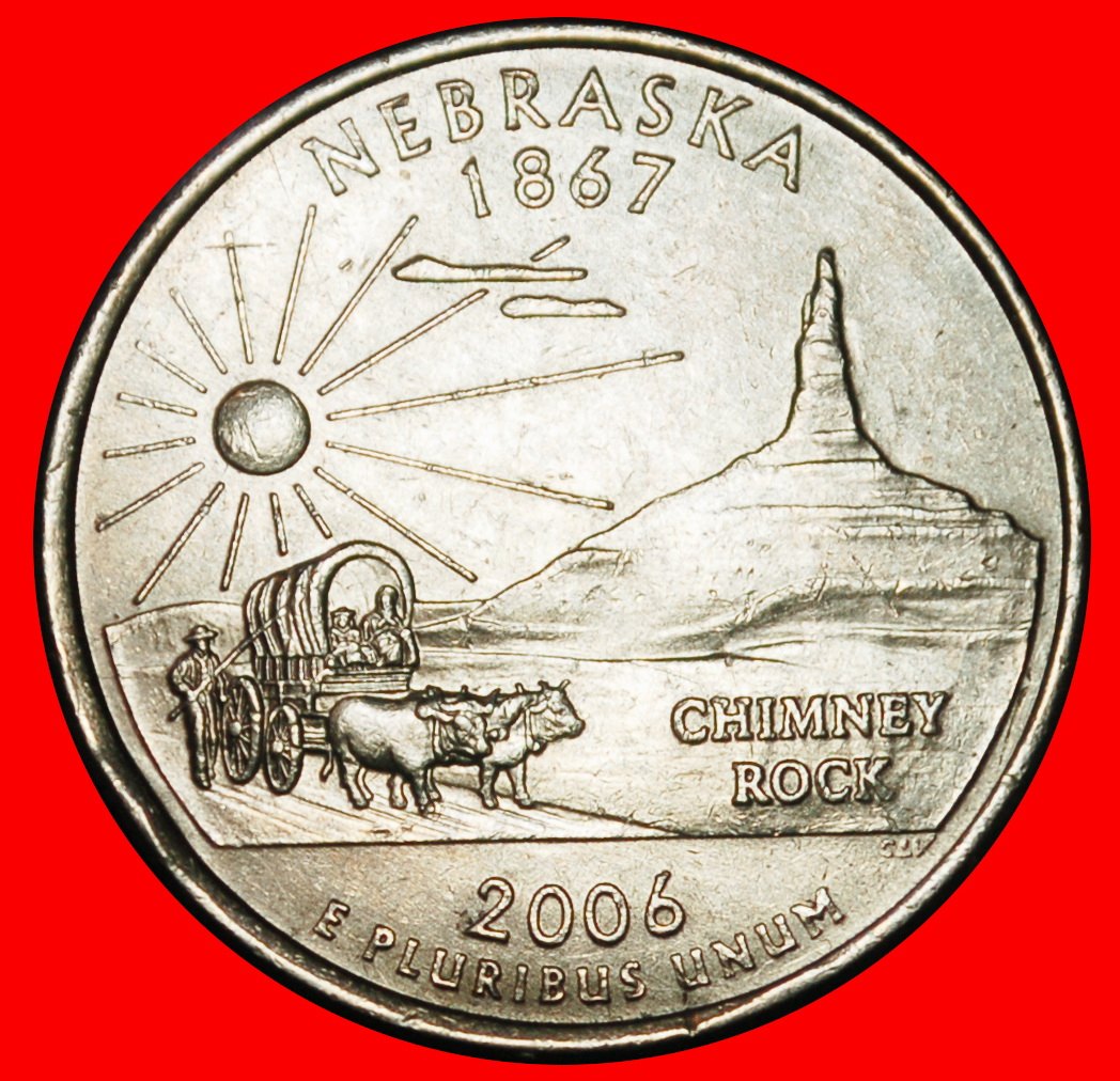  Ⰶ CHIMNEY ROCK und SONNE 1867: USA ★ 1/4 DOLLAR 2006D! WASHINGTON (1789-1797)★OHNE VORBEHALT!   