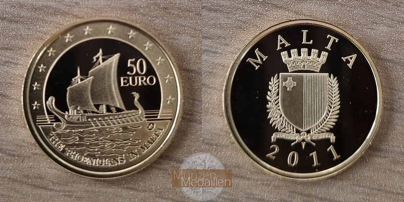 Malta   50 Euro MM-Frankfurt Feingold: 5,95g Ancient Phoenician boat 2011 