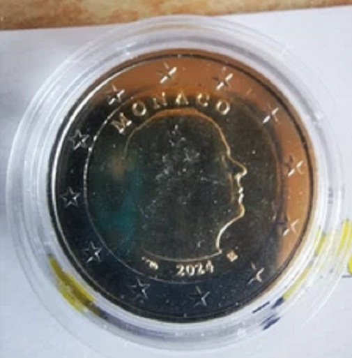  2 Euro 2024 Monaco Fürst Albert II. Bimetall UNC verkapselt selten   