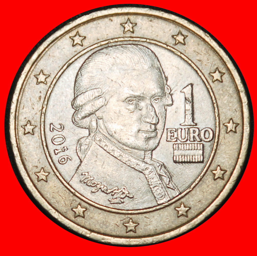 Ⰶ MOZART 1756-1791: AUSTRIA ★ 1 EURO 2016 NON-PHALLIC TYPE 2008-2025! LOW START ★ NO RESERVE!