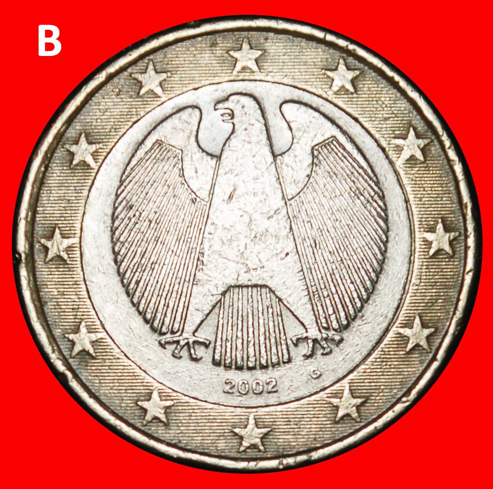  Ⰶ EAGLE (2002-2025): GERMANY★1 EURO 2002G DIES II2+B! PHALLIC TYPE 2002-2006★LOW START ★ NO RESERVE!   