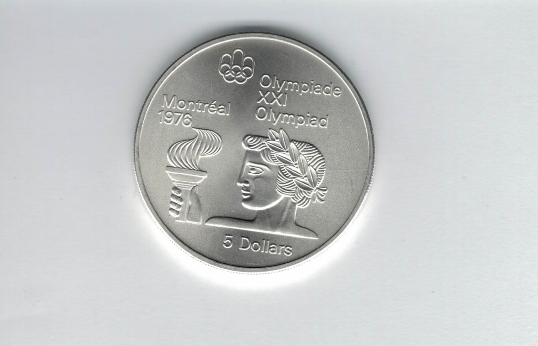  5 Dollar 1976 Montreal Olympia Fackel 925/24,3g silber Canada Kanada Spittalgold9800 (4674)   