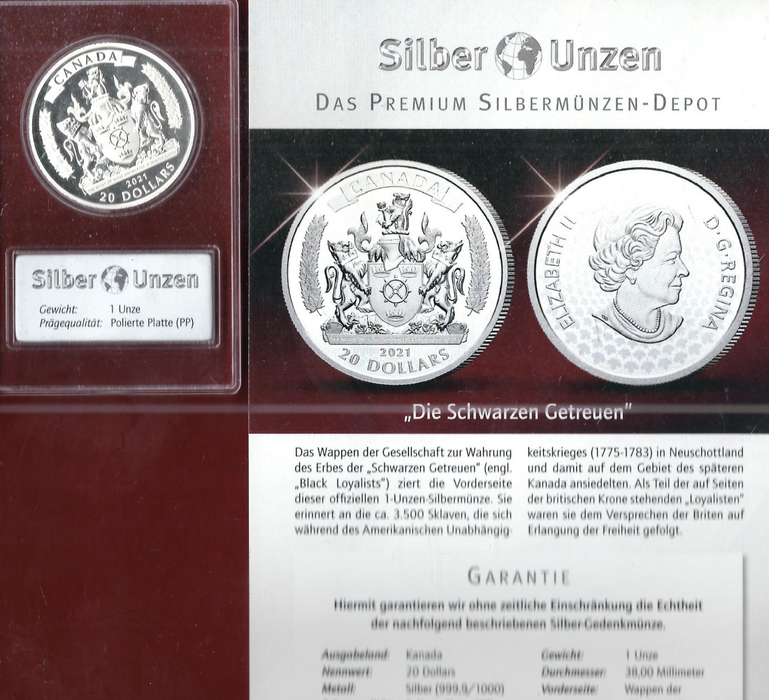  Welt Silberunzen 20 D.Canada 2021 AG Proof Münzenankauf Koblenz Frank Maurer AI693   