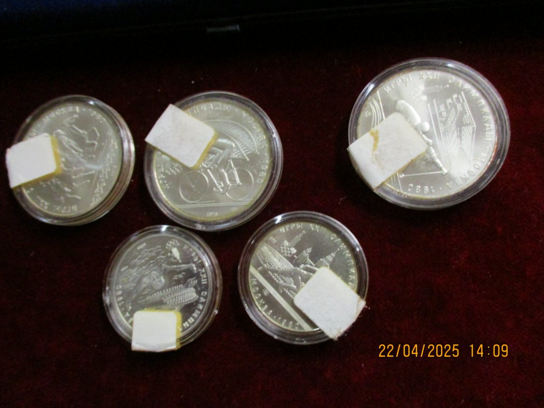  UDSSR Russland 2x 5 & 3x 10 Rubel Olympiade Moskau 1980, 3x Silbermünzen/1101087 // 2   