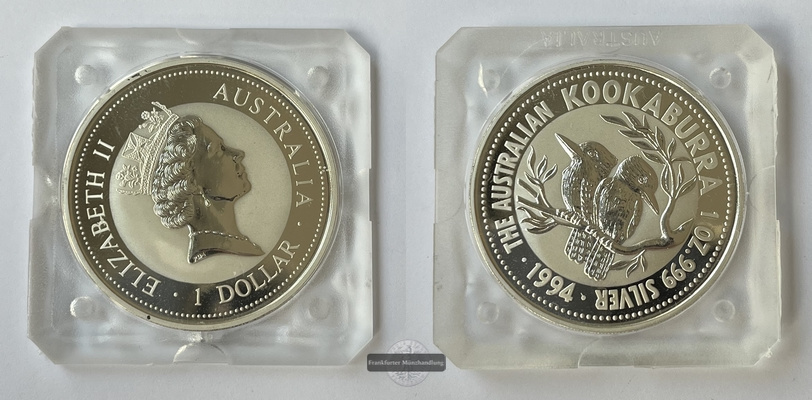  Australien 1 Dollar 1994 Kookaburra KM#212 FM-Frankfurt Feinsilber: 31,1g   