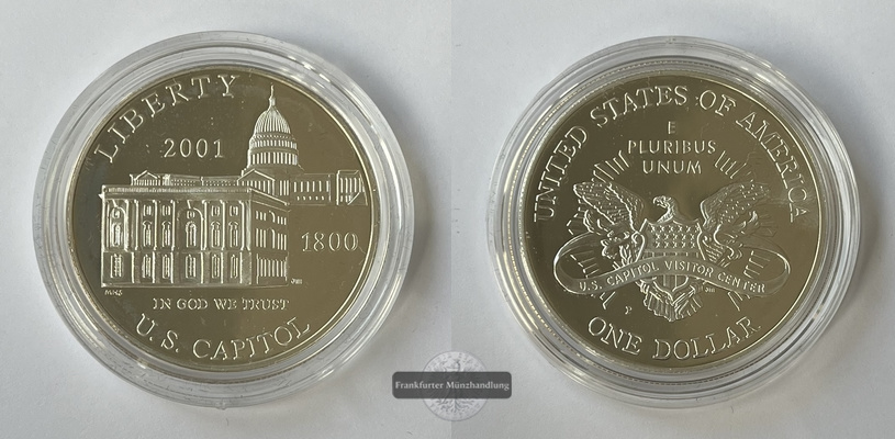  USA 1 Dollar  2001 US-Kapitol-Besucherzentrum  KM#324  FM-Frankfurt Feinsilber: 31,06g   