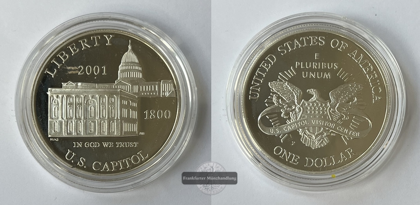  USA 1 Dollar  2001 US-Kapitol-Besucherzentrum  KM#324  FM-Frankfurt Feinsilber: 31,06g   