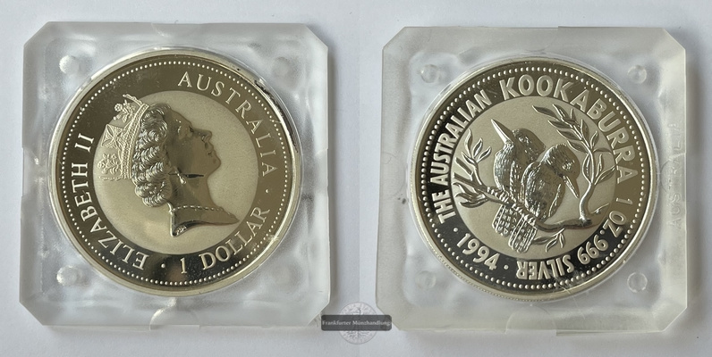  Australien 1 Dollar 1994 Kookaburra KM#212 FM-Frankfurt Feinsilber: 31,1g   
