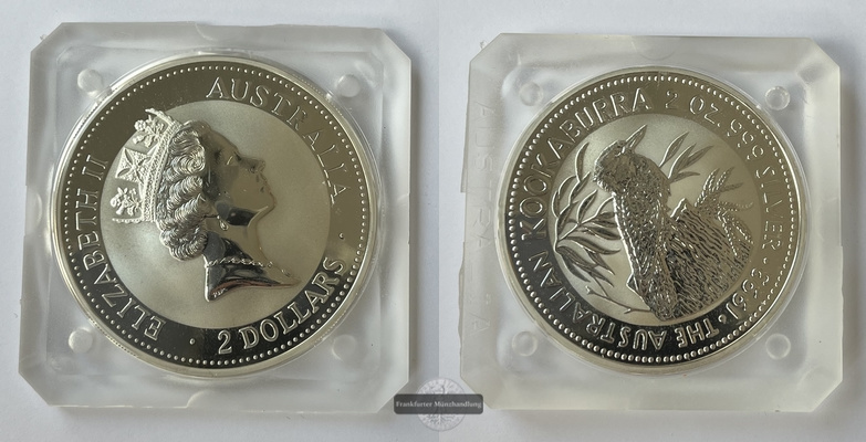  Australien 2 Dollar 1993 Kookaburra KM#179 FM-Frankfurt Feinsilber: 62,13g   