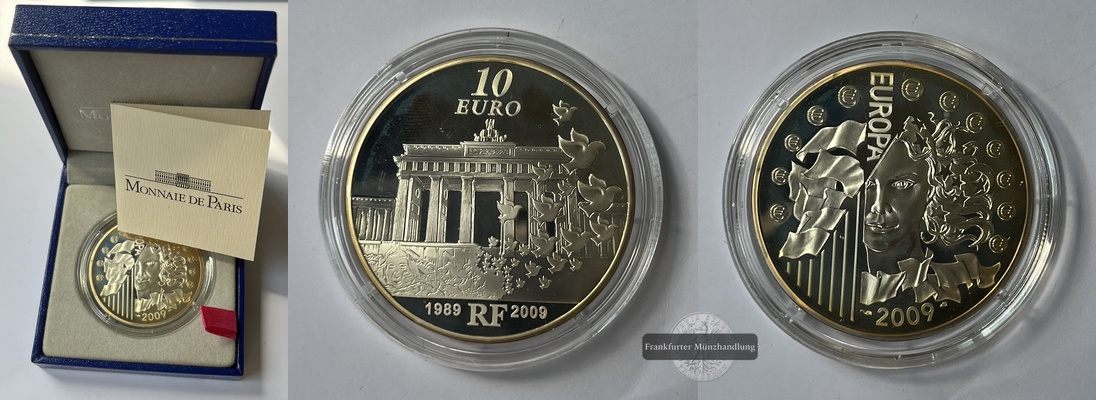  Frankreich 10 Euro 2009 Berlin Wall Monnaie de Paris KM#1591 FM-Frankfurt  Feingewicht: 19,8g   