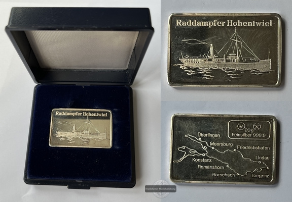  Degussa Silberbarren 20g Rheinraddampfer  FM-Frankfurt   Feinsilber: 20g   